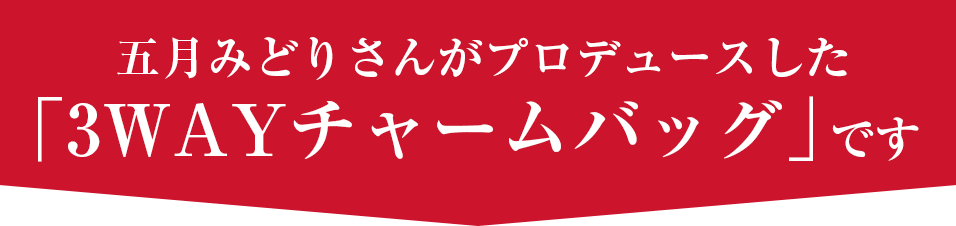 五月みどりさんがプロデュースした「3WAYチャームバッグ」です