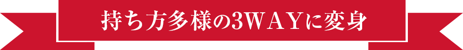 持ち方多様の3WAYに変身