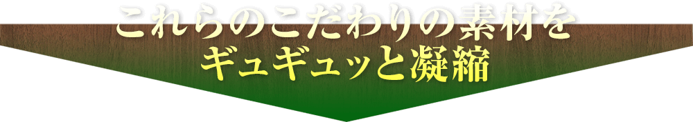 これらのこだわりの素材をギュギュッと凝縮