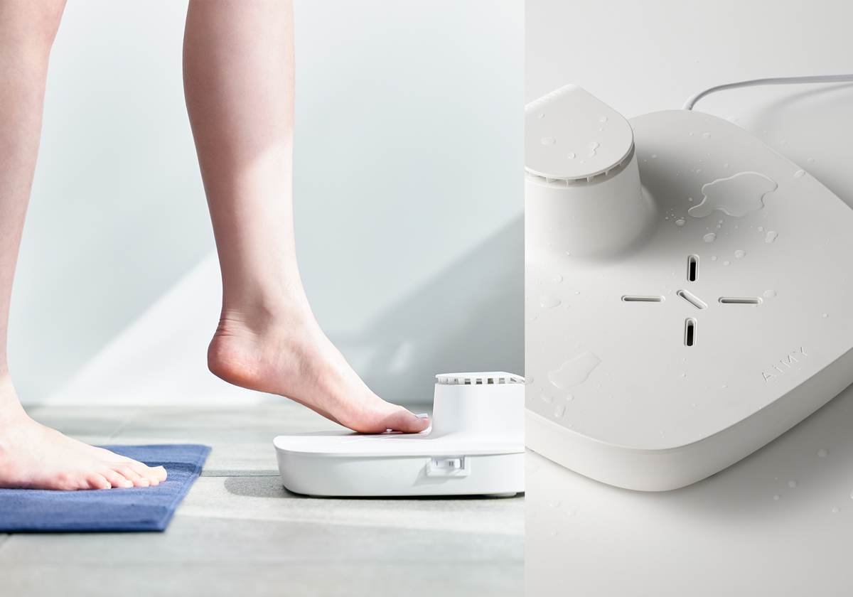 “濡れた足でも安心！乗るだけで使えるハンズフリー扇風機