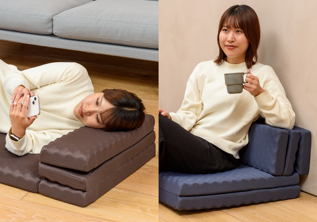 西川だからこそ！マットの片側部分は、折りたたんで枕や肘置きとしても使用可能