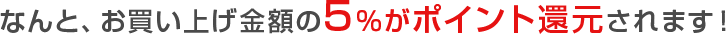 なんと、お買い上げ金額の5%がポイント還元されます!